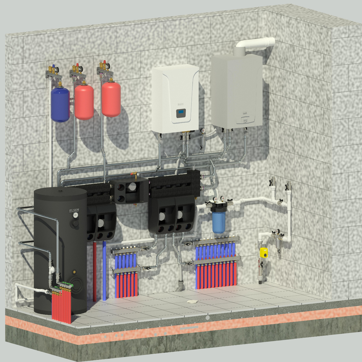 Насосная группа с теплообменником стоит на правильно 