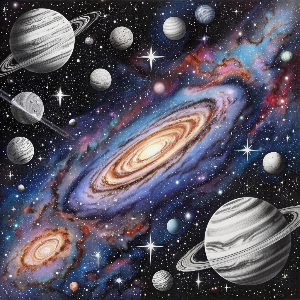 Планеты. Иллюстрация сгенерирована нейросетью