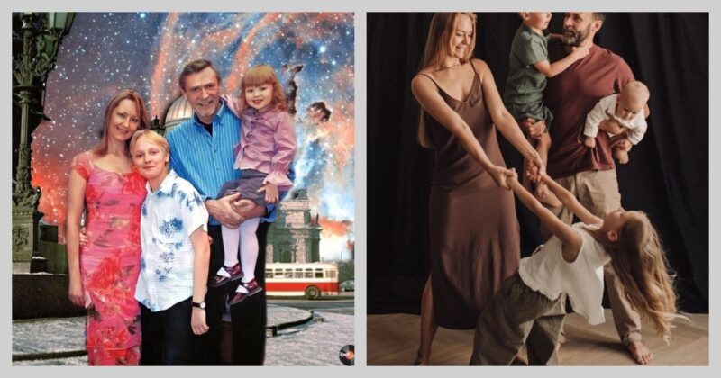    Александр Михайлов с Оксаной Васильевой, их сыном Владиславом и дочерью Мирославой.