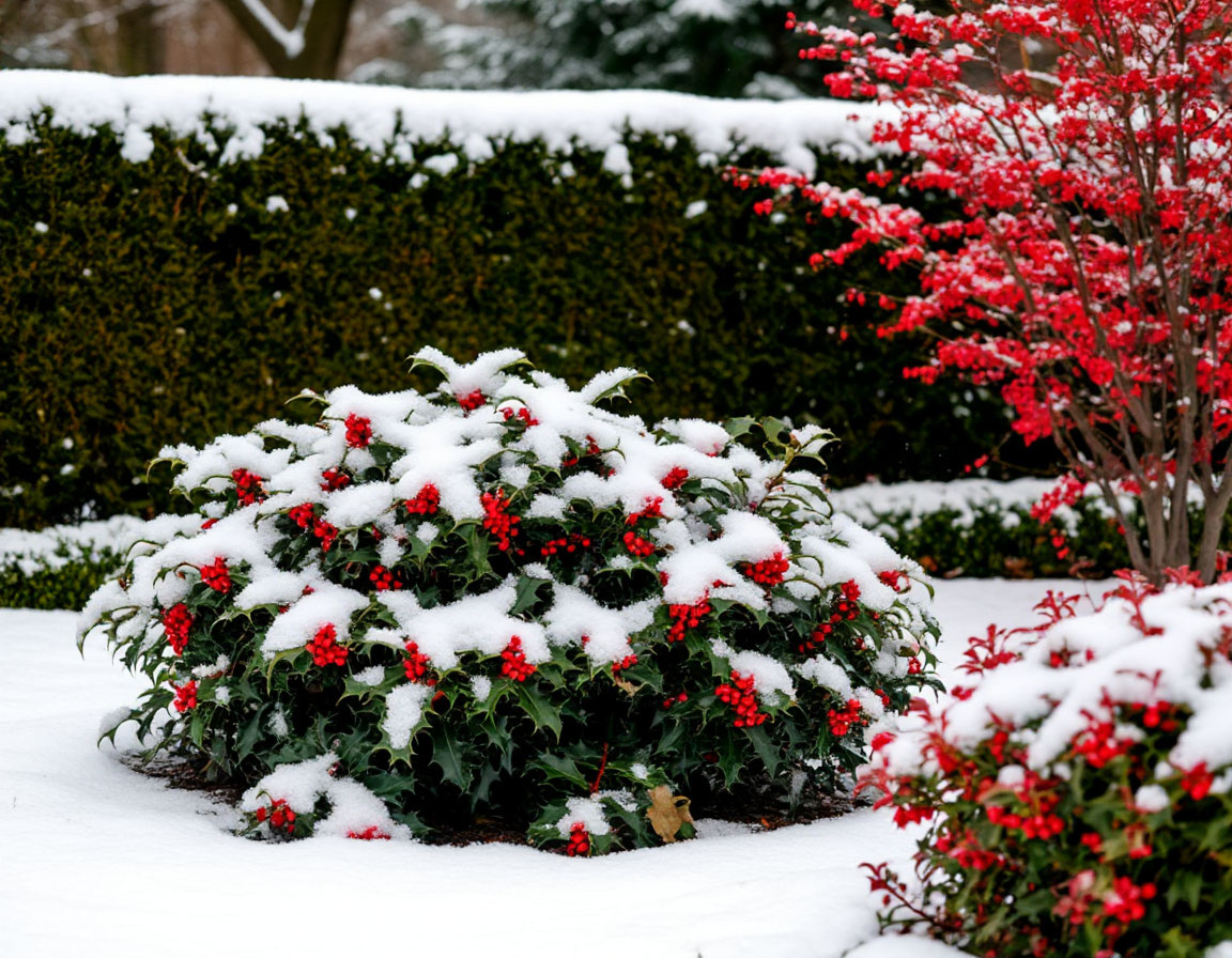 Живой забор, падуб и калина