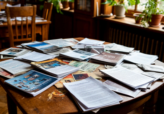 Стол, заваленный справками 