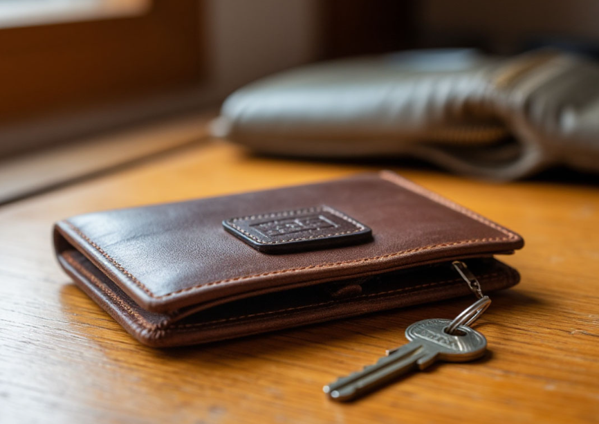  Пустой кошелёк и ключ от квартиры на столе —  потеря всего
