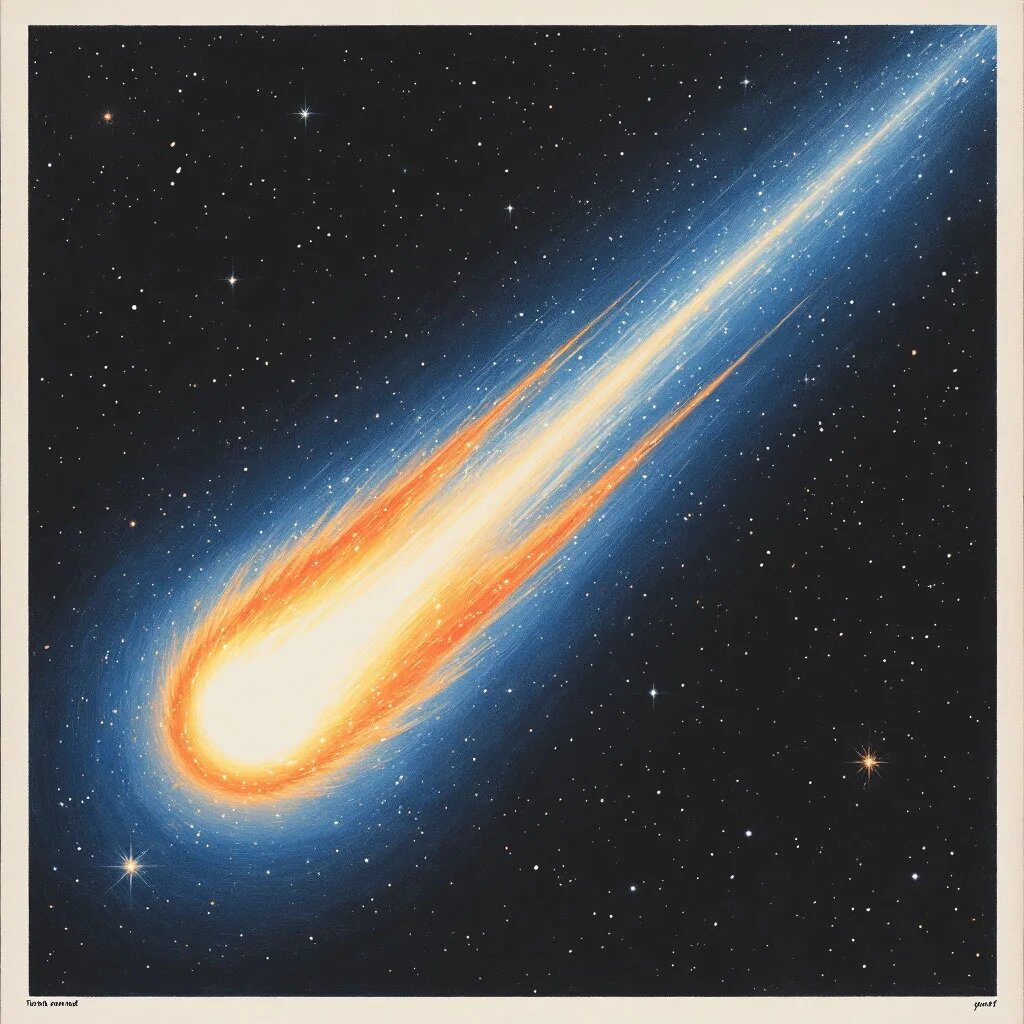 Комета. Иллюстрация сгенерирована нейросетью