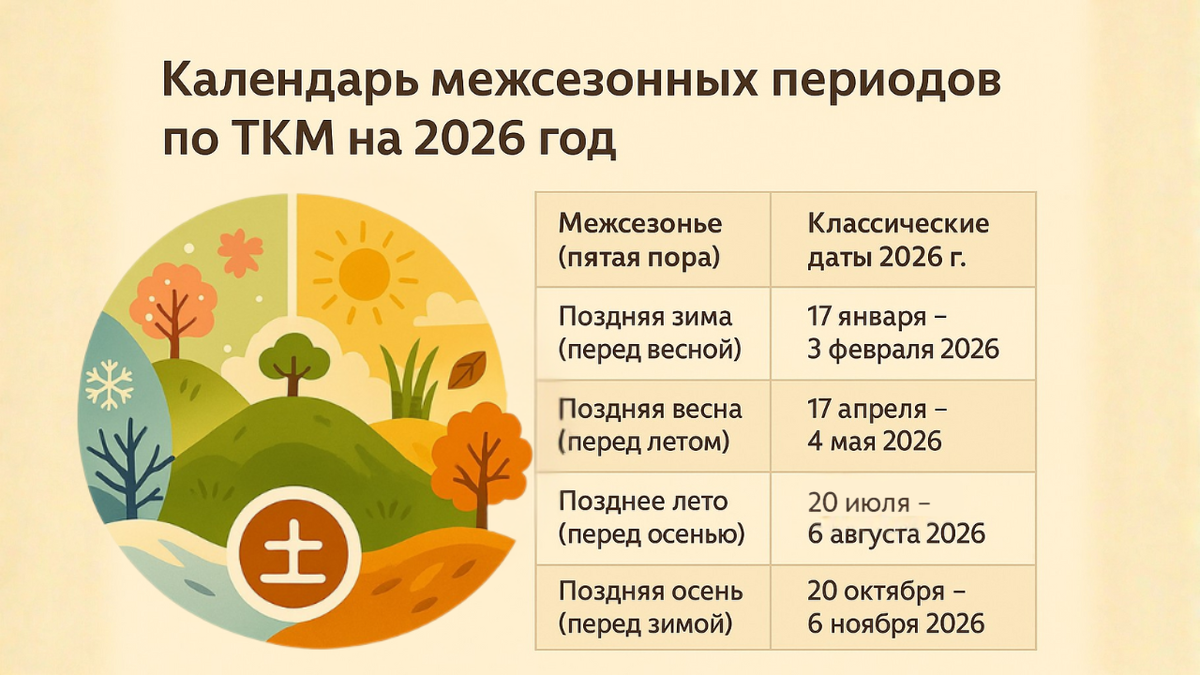 Календарь межсезонных периодов на 2026 год