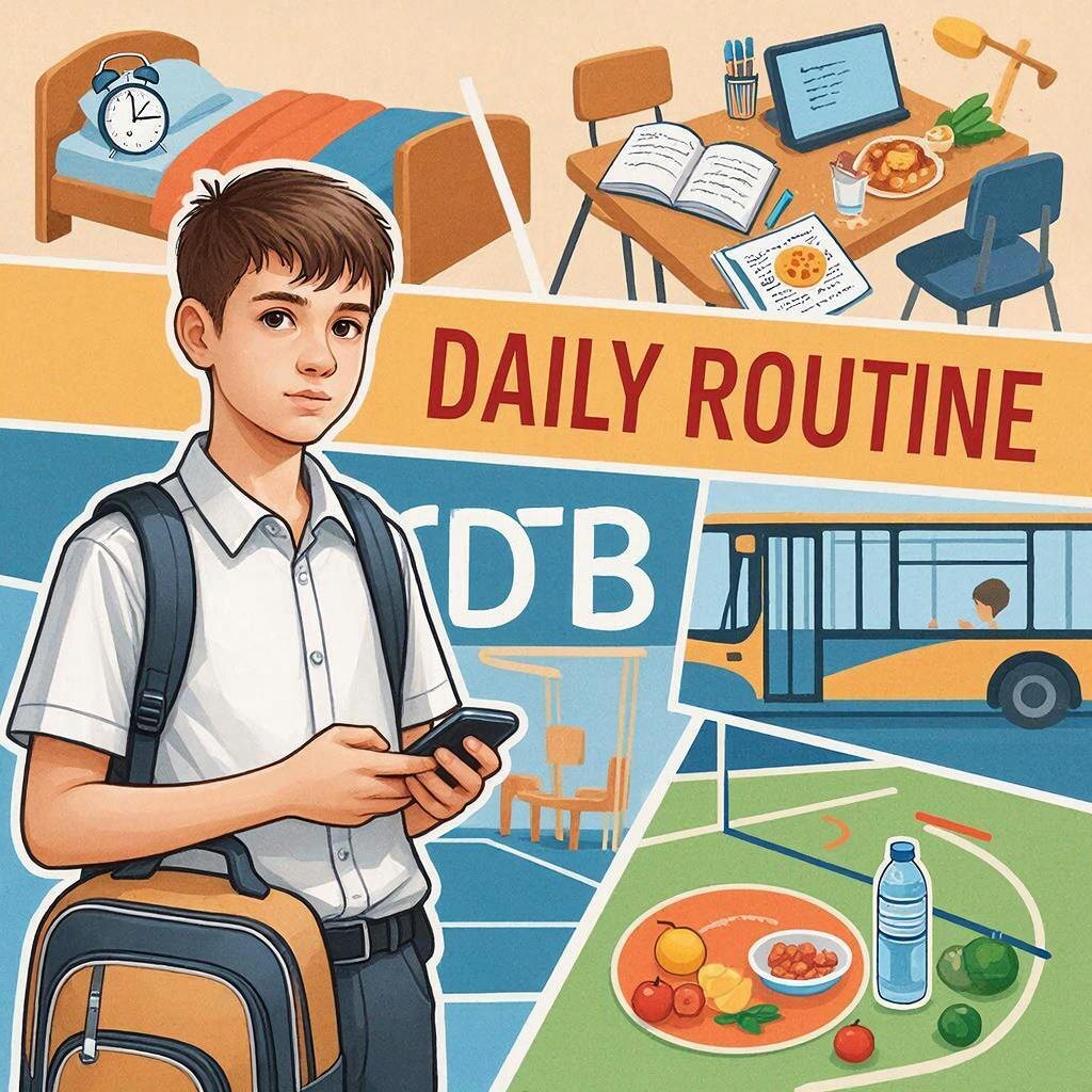 Пример выполнения задания 2 устной части ОГЭ по английскому языку по теме Daily Routine.