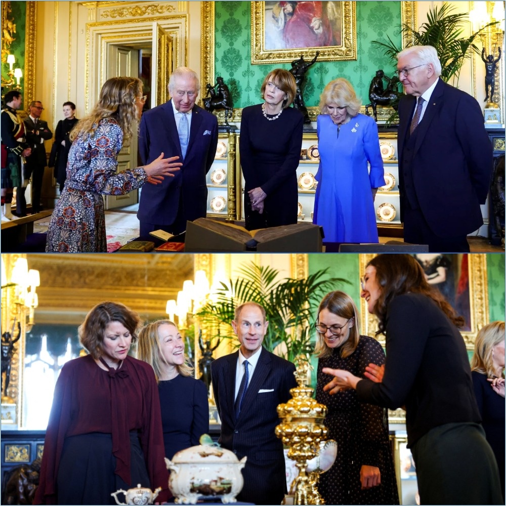 Выставка, организованная специально для немецких гостей в Зеленой гостиной Виндзорского замка. 