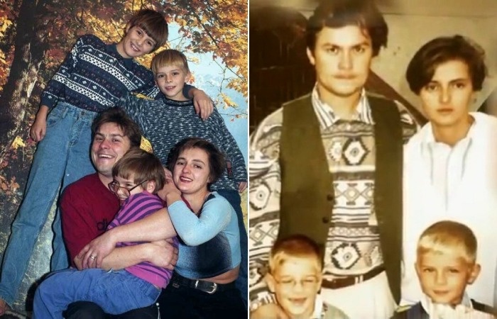 Сергей Белоголовцев с детьми и женой.