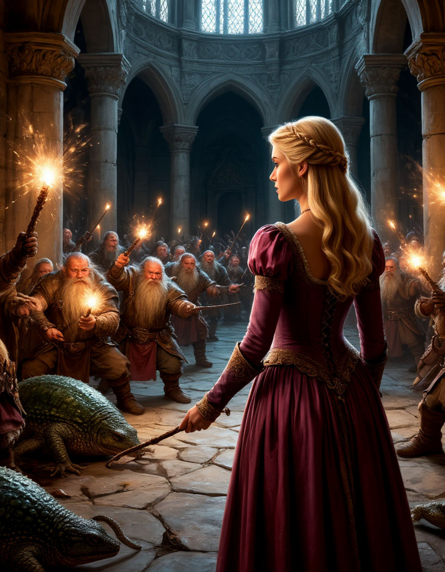 Сесилия наблюдает за боем. Картинка создана ИИ.