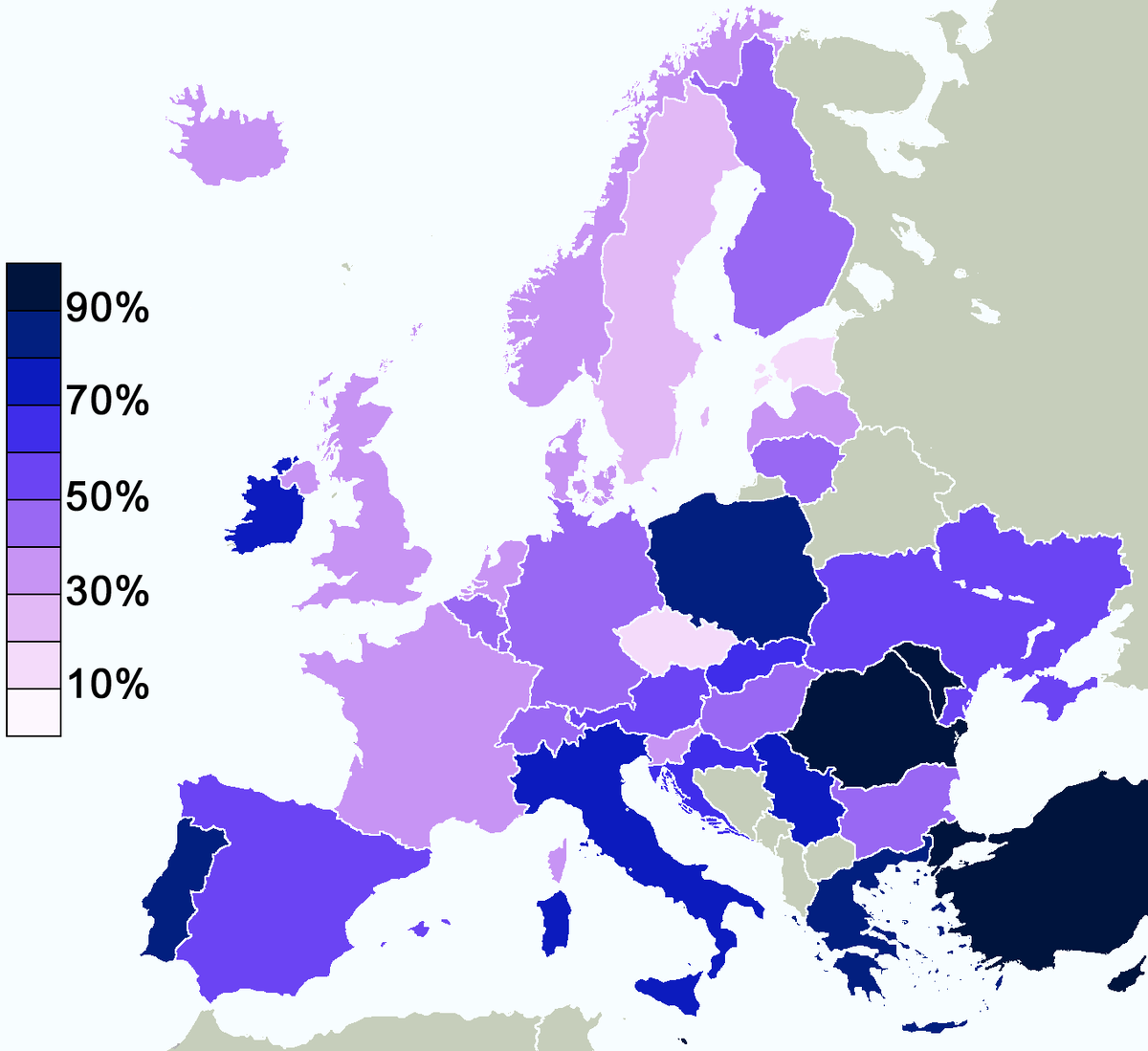 В некоторых странах и 10% населения не верят в Бога!