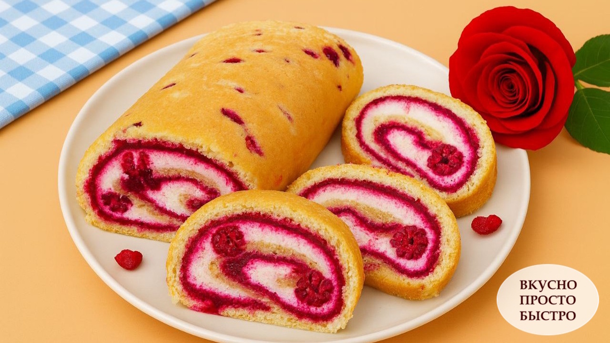 МАЛИНОВЫЙ РУЛЕТ - Вкусно Просто Быстро