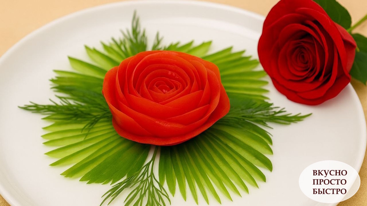 РОЗА ИЗ ПОМИДОРА - Вкусно Просто Быстро