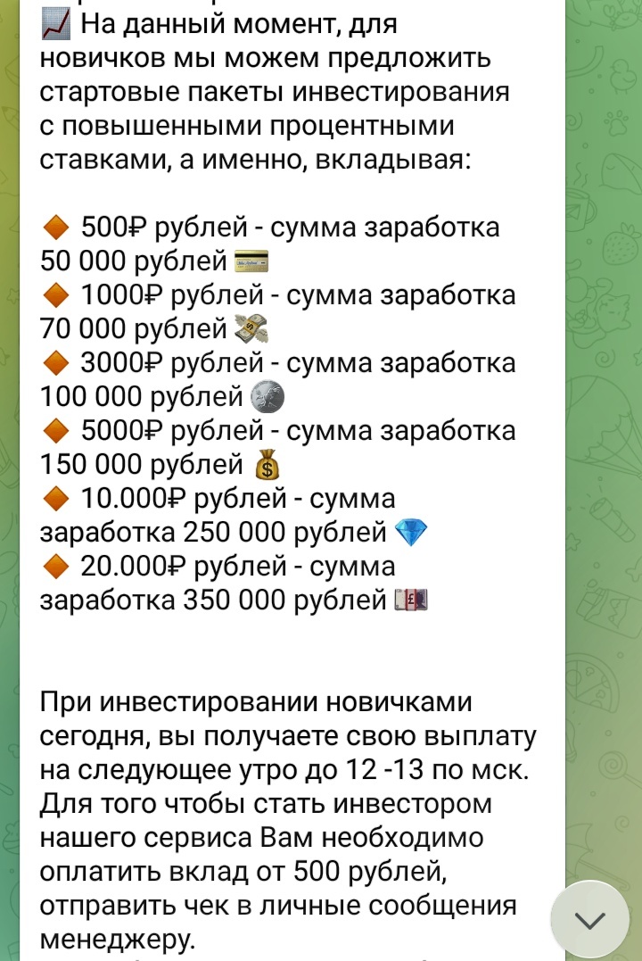 Условия инвестирования