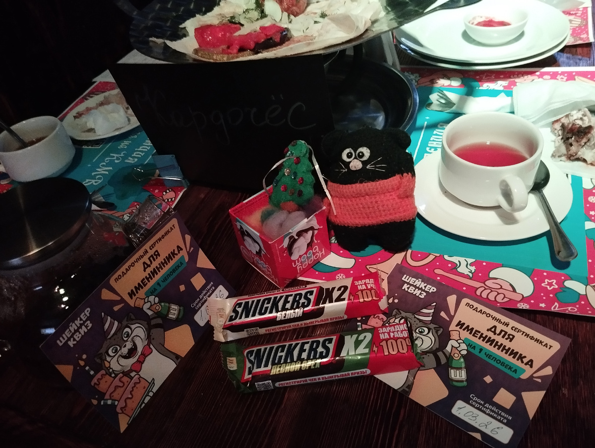 Взяла Походного Кота в качестве талисмана. В нашей команде два декабриста-именника получили свои приятные подарки 