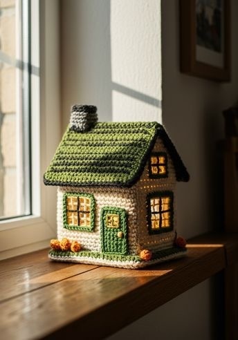 Вязаные новогодние украшения: домики, шарики, снежинки