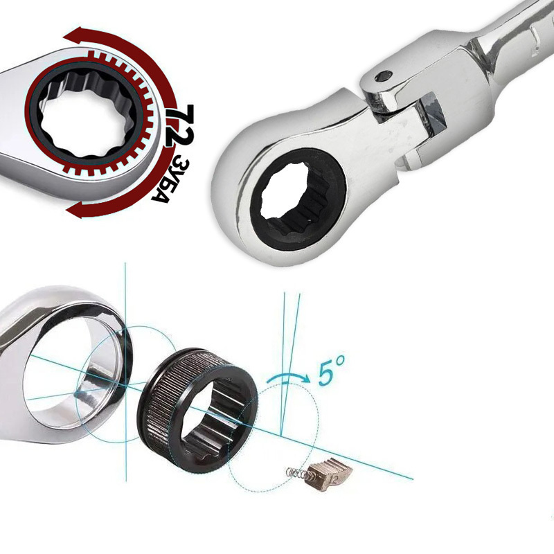 Ключ трещотка с клиновым механизмом фиксации.