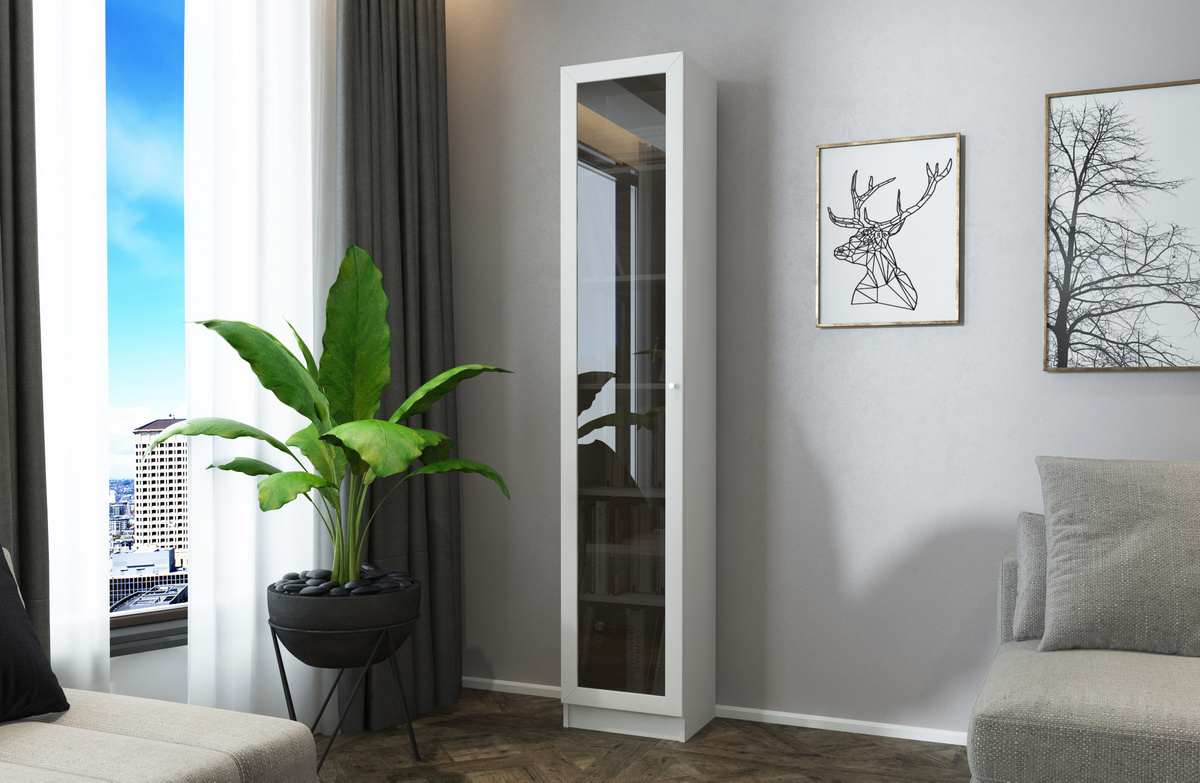 На фото: стеллаж со стеклом