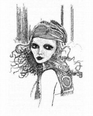 Девушка нарисована на печатной машинке. Иллюстрация из Интернета