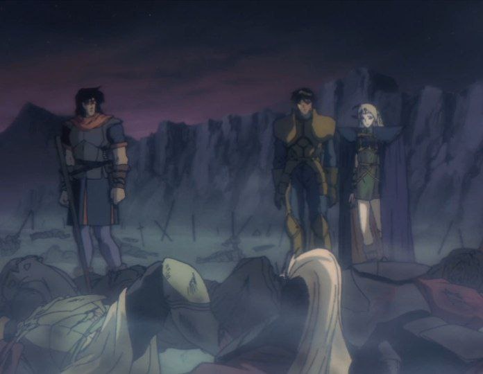 Некоторые назвали бы Лодос даже Дарк-фэнтези и их можно понять: даже главные герои тут не бессмертны, что уж говорить про статистов? На экране то тут, то там частенько кто-то погибает. Порой даже достаточно жестокими способами, но всё же до дарк-фэнтези прям далековато. Скорее это чуть мрачное обычное фентези.