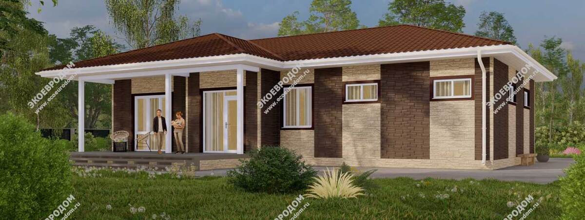 Проект с гаражом и просторной террасой "Синево"