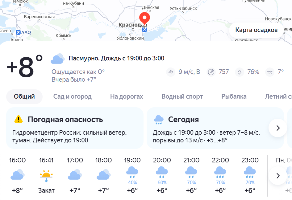 Скриншот с Яндекс.Погода