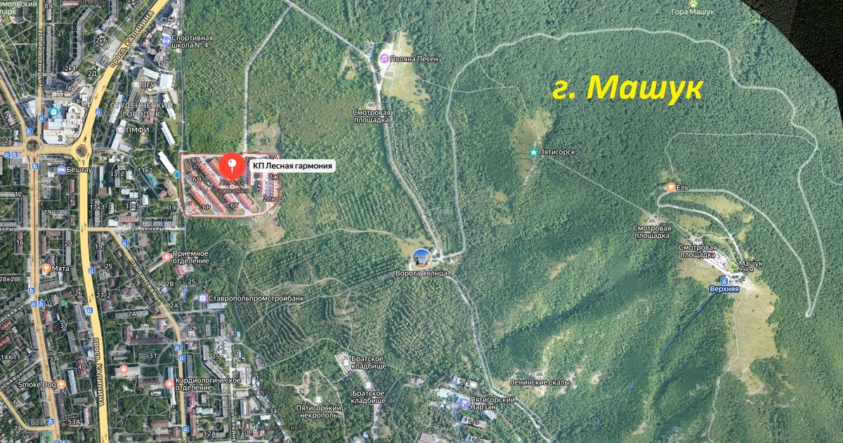 Расположение КП. Вид со спутника Яндекс карт