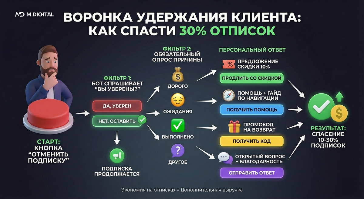 Как настроить воронку отмены подписки в Telegram-боте: пошаговая инструкция