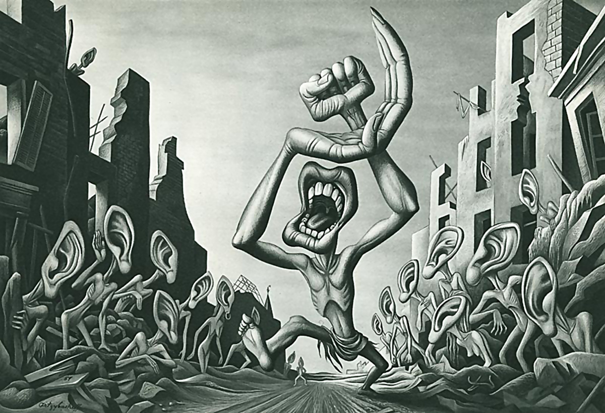 Тоталитаризм в постмодернизме. "Мир без свободы". 1938.  Художник Борис Михайлович Арцыбашев. Источник - respublica.pl