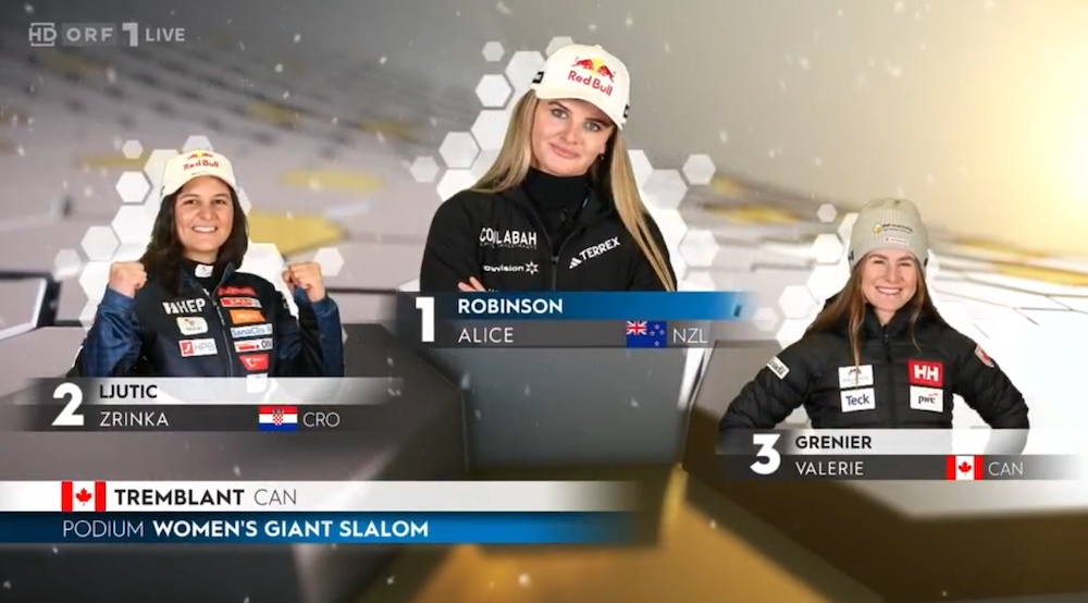 Таким был подиум во вчерашнем гигантском слаломе