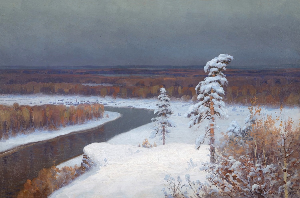 "Первый снег", 1909 год. Холст, масло. Денисов-Уральский Алексей Кузьмич