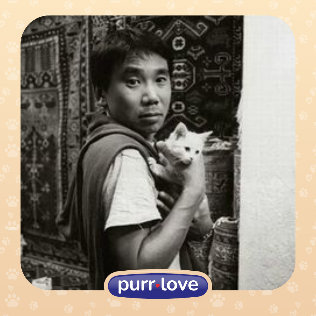 Мураками и одна из его кошек