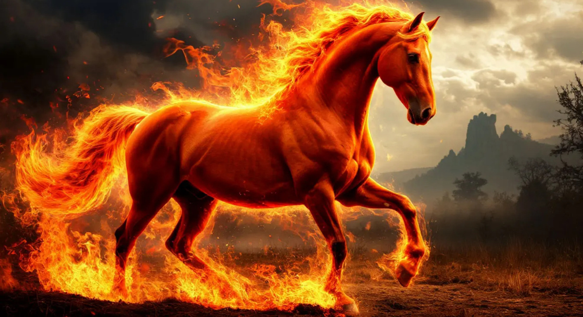 Красная огненная лошадь 