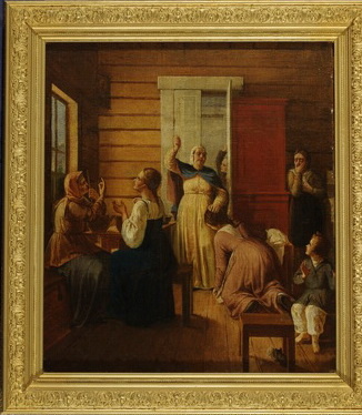 Неизвестный художник. В девичьей. Расправа с крепостной. 1-я пол. XIX в. Всероссийский музей А.С. Пушкина.