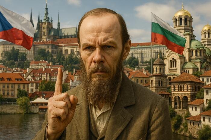 Как и предсказывал Достоевский, Черногория, Болгария, Чехия стали противниками России. Обложка © ChatGPT