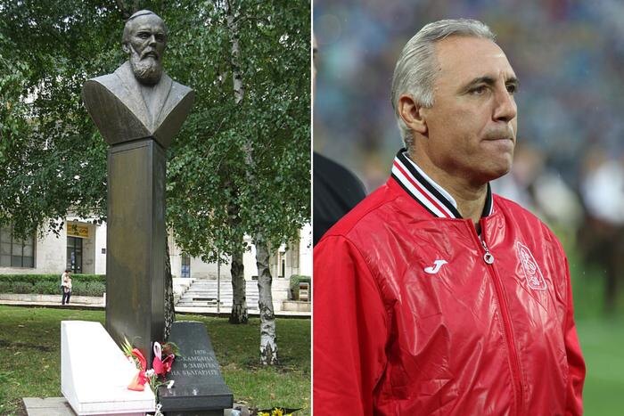 Капитан футбольной сборной Болгарии Христо Стоичков. Фото © VK / ЦБС Демидовского округа, © Wikipedia / Biser Todorov