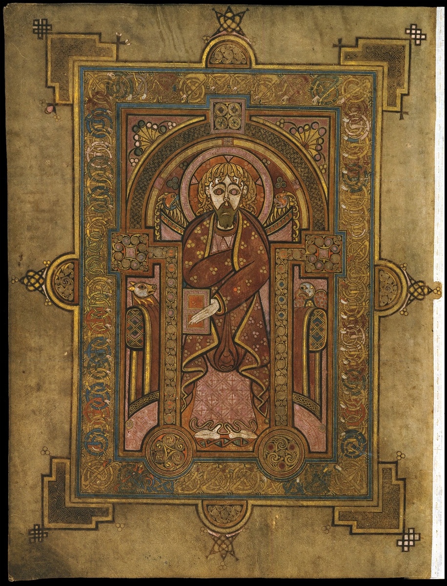 Евангелист Матфей. The Book Of Kells. VIII - IX с. Trinity College Library Dublin. Folio 28v.