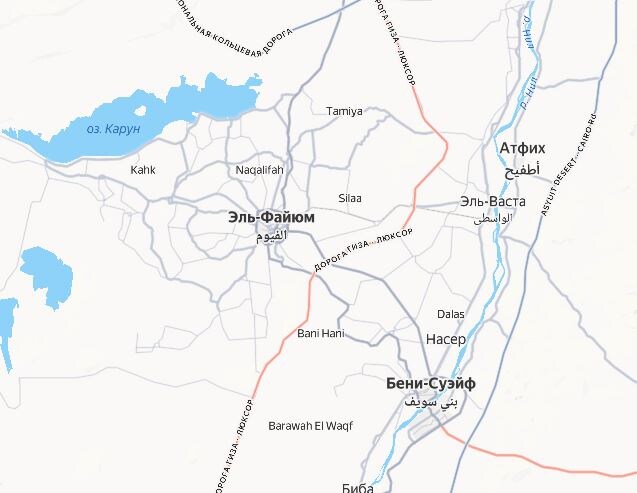 Сокхоф и Ефам на современной карте Египта.