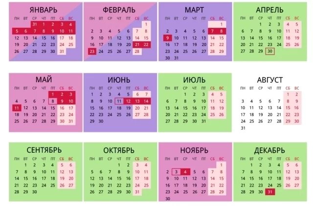    Производственный календарь на 2026 год. Инфографика