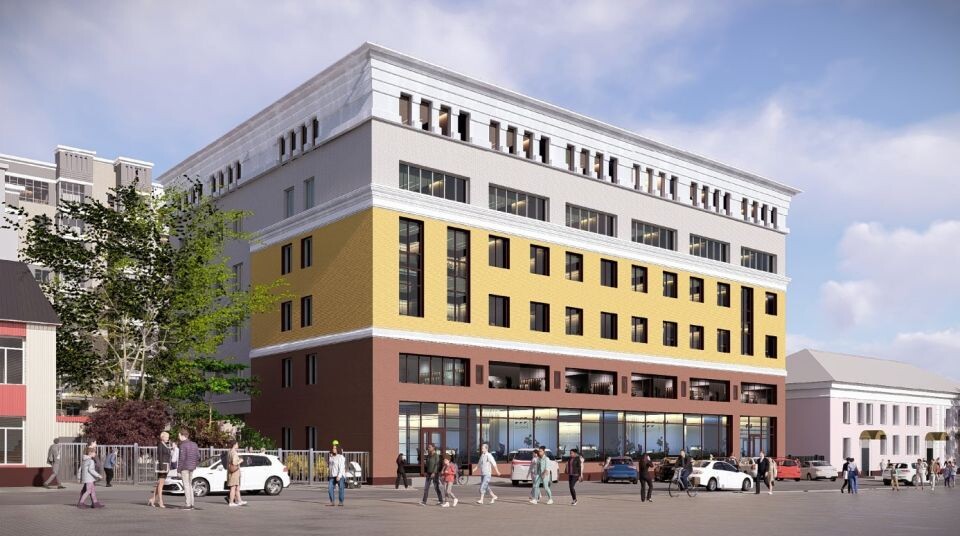    Визуализация проекта надстройки здания на пр. Социалистическом, 24. Источник: "М-Арт"