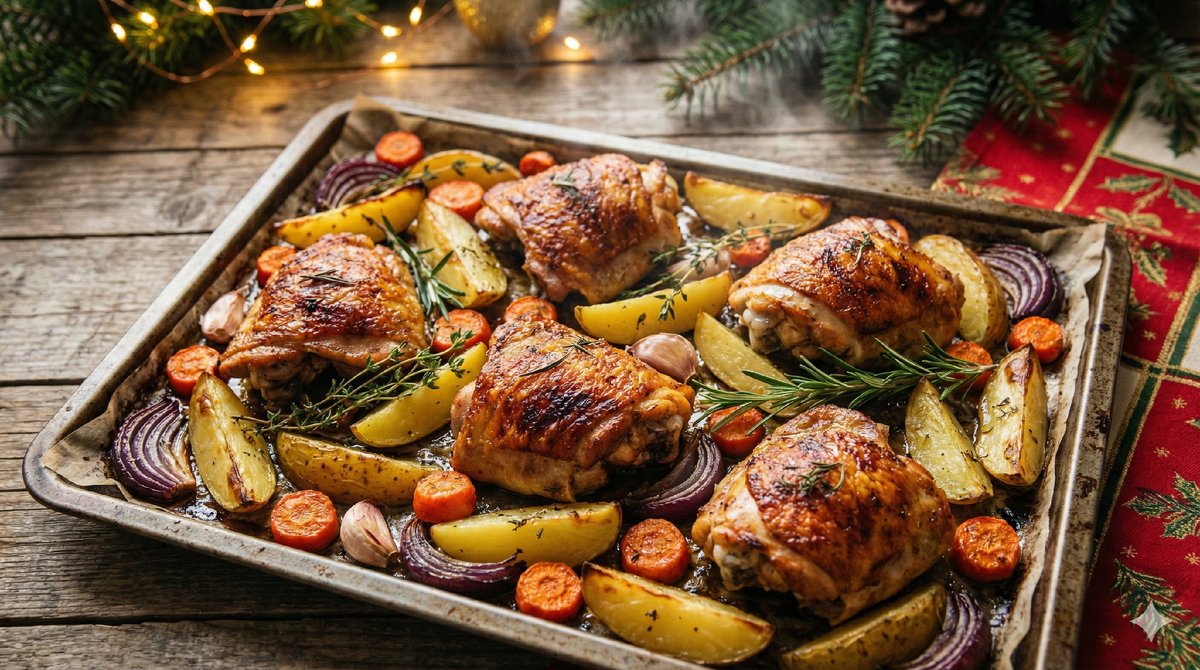 Куриные бёдрышки с картофелем и морковью в духовке