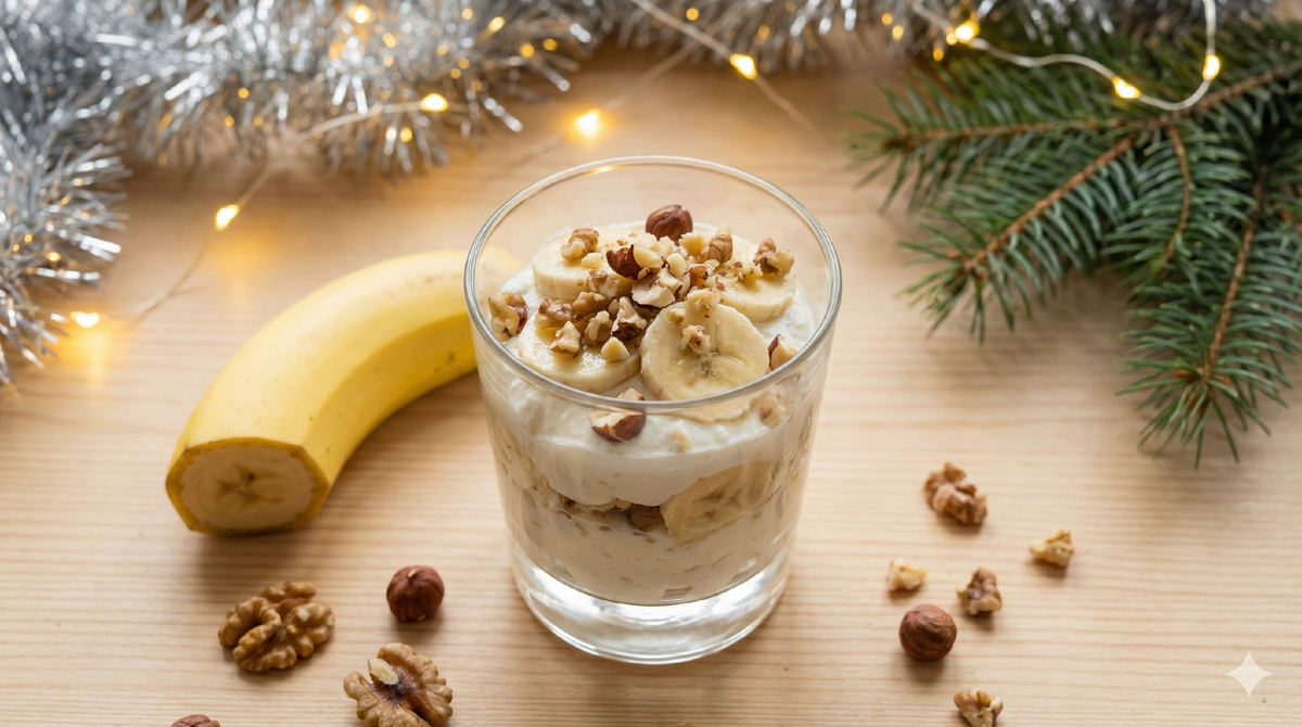 Творожно‑банановый десерт в стакане
