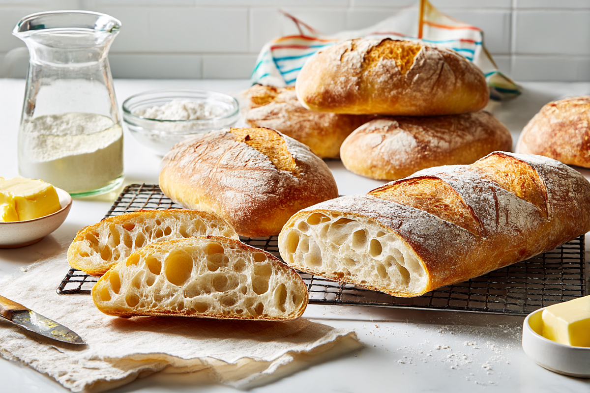    Чиабатту обожают за её «характер»: хрустящая корочка и воздушный мякиш с дырочками делают даже простой бутерброд вкуснее.