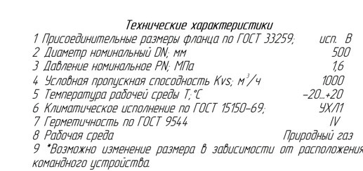 Технические характеристики регулятора давления серии Atlant P 300 Dn 500 Pn 16