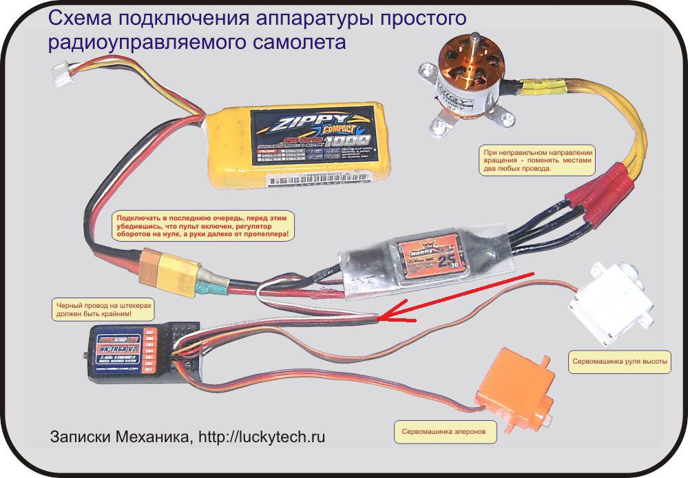 Схема электроники RC-самолета
