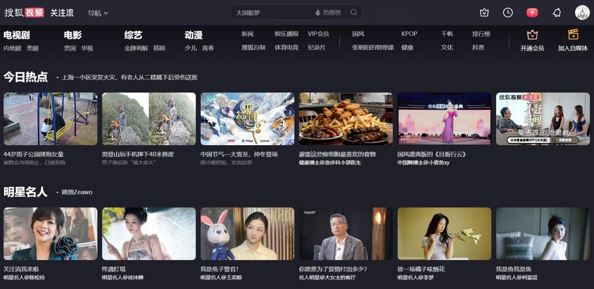 Главная страница Sohu