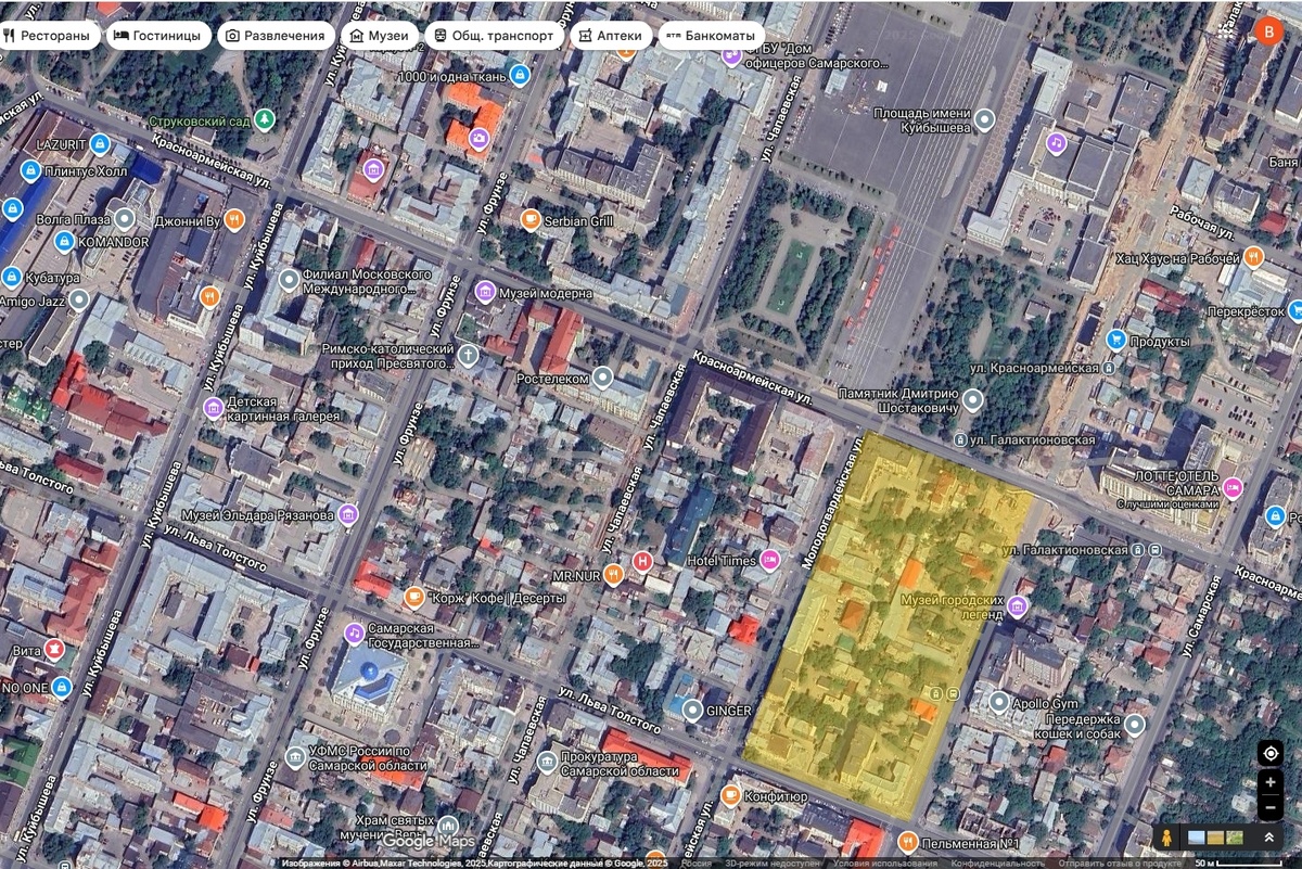 Квартал №75 на карте современной Самары