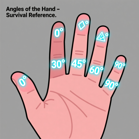 Ваша левая ладонь — это готовая шкала от 0° до 90°. Каждый палец — это ключевой угол из таблицы. Большой — начало, мизинец — конец.