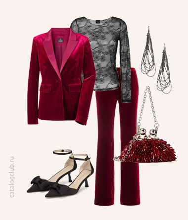 Бархатный блейзер Madeleine | Топ Madeleine | Брюки Madeleine | Туфли Madeleine MARC CAIN | Клатч WEEKEND Max Mara | Серьги BRUNELLO CUCINELLI
