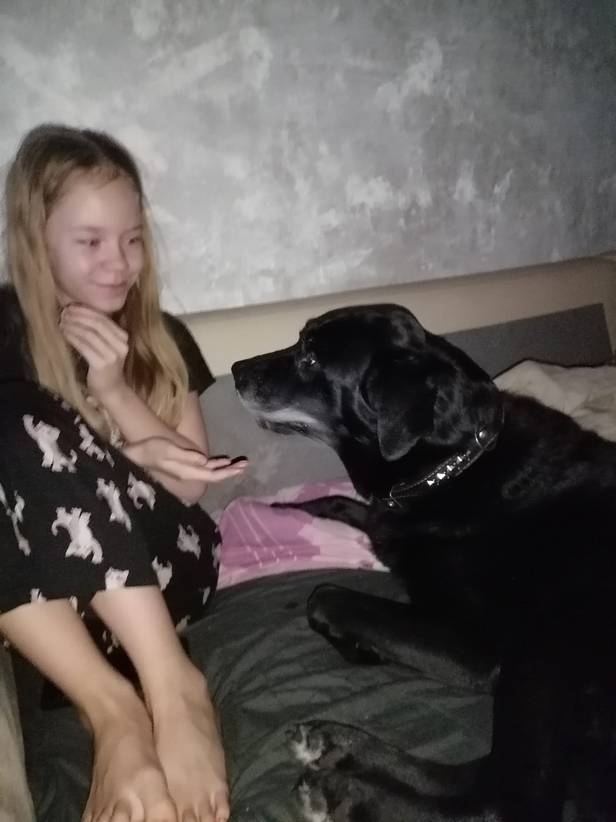 Старшая дочка Рита и мой любимый пёсик Лаки❤️❤️❤️