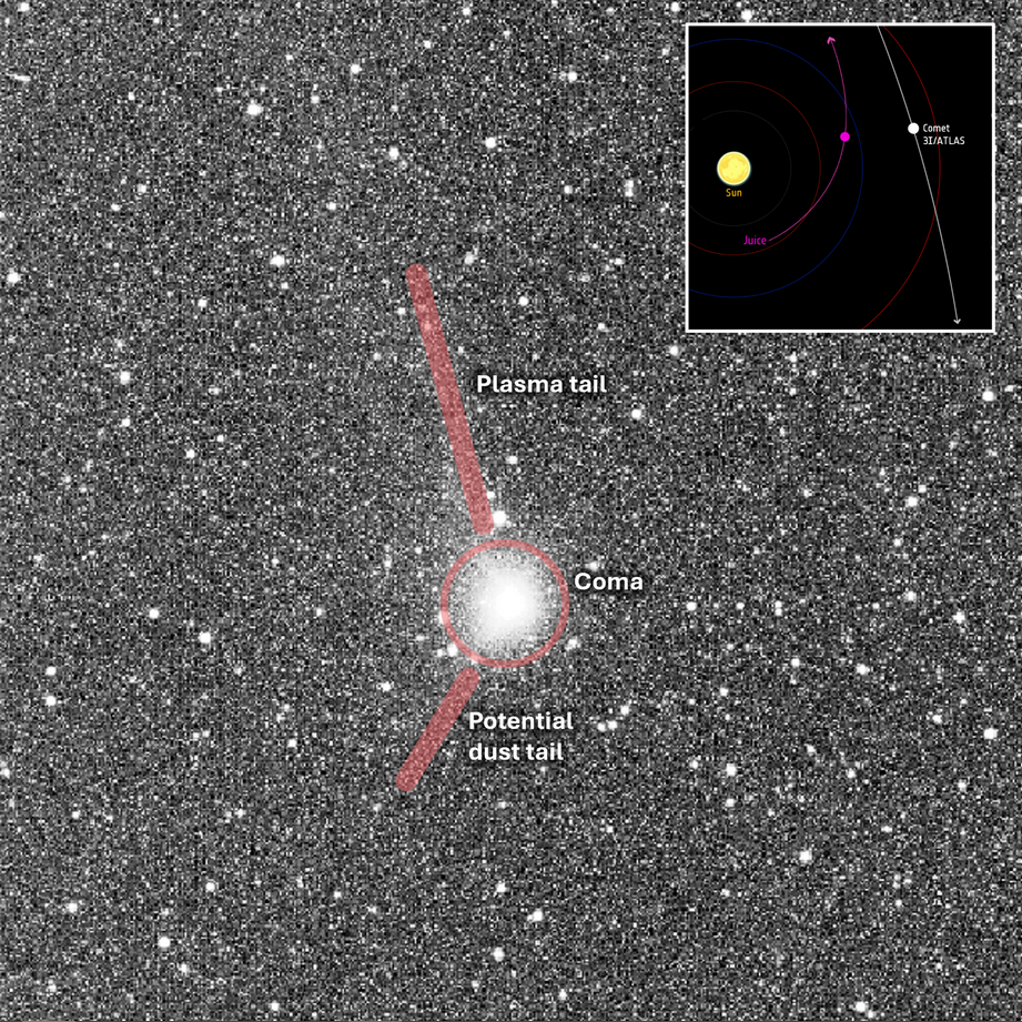Фото 3I/ATLAS аппаратом Juice. https://www.esa.int/Science_Exploration/Space_Science/Juice