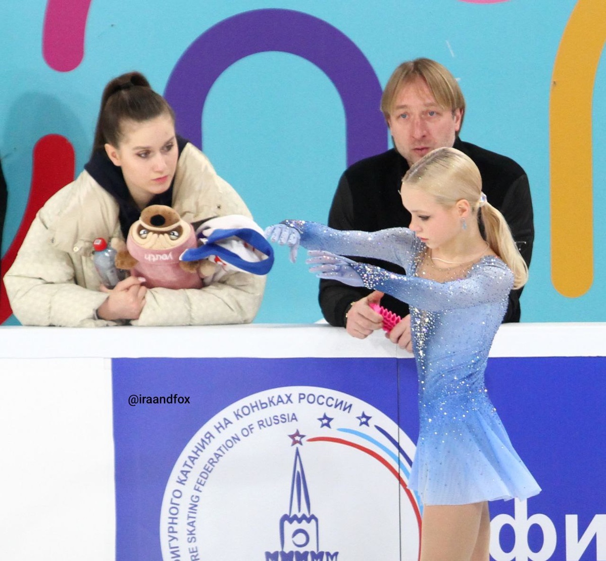 Евгений Плющенко, Екатерина Митрофанова и Елена Костылева. Фото Ирины Шаровой